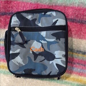 Pottery Barn Shark Pattern Lunch Bag - Blue and Gray